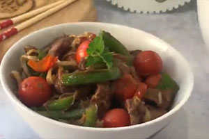 Beef sauteed with Peppers and Ginger